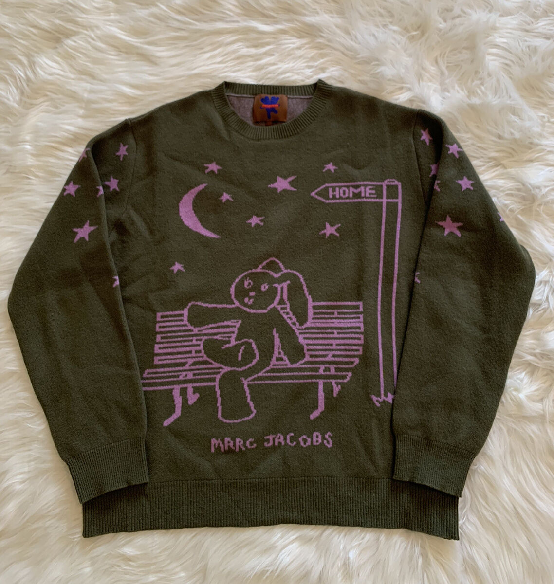 Heaven By Marc Jacobs Bunny Knit Crewneck Sweater Wool Green Heaven By Marc Jacobs Bunny Knit Crewneck Sweater Wool Green