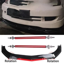 For Mitsubish Front Bumper Red Lips Splitter Spoiler Glossy Black Body Kit
