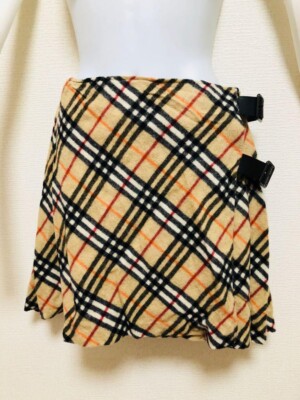 Burberry Mini Skirt Nova Check Beige Tartan Plaid Rap Leather