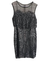 NWT Adrianna Papell Silver Beaded Sleeveless Women's Cocktail Dress 12 MSRP $200