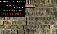 95 Pcs 3D STL Model FLORAL & FLOWER PATTERNS 2 for CNC Router Aspire 3D Printer
