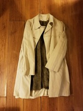 Vintage London Fog Maincoats Trench Coat Faux Fur Removable Lining Mens Size 44R