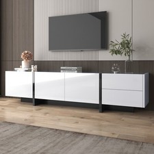 TV Lowboard TV Schrank Modern Hochglanz Weiß Fernsehschrank Board Wohnzimmer 190