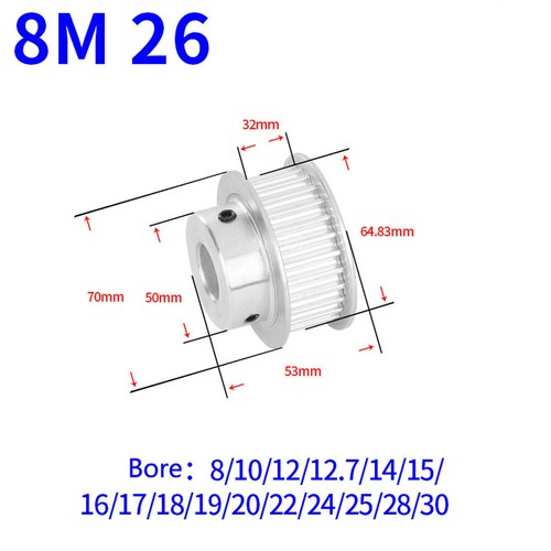 HTD-8M 12T-60T Timing Belt Pulley Pitch 8mm BF-type CNC Drive Pulleys Width 32mm - Picture 16 of 22