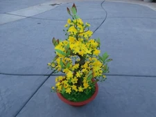plastic artificial yellow apricot flower tree with pot 34" tall (hoa mai)