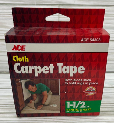 Cloth Carpet Tape 1  1/2'' x 42 Feet Ace Double Sided Stick Multi Purpose NEW