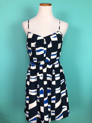 navy blue and white sundress