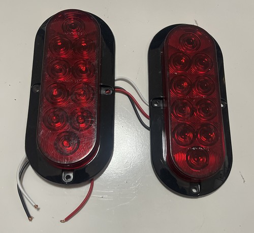 6X Red 6 Oval Trailer Lights 10 LED Truck Sealed Stop Turn Tail W/Grommet Plug - Foto 11