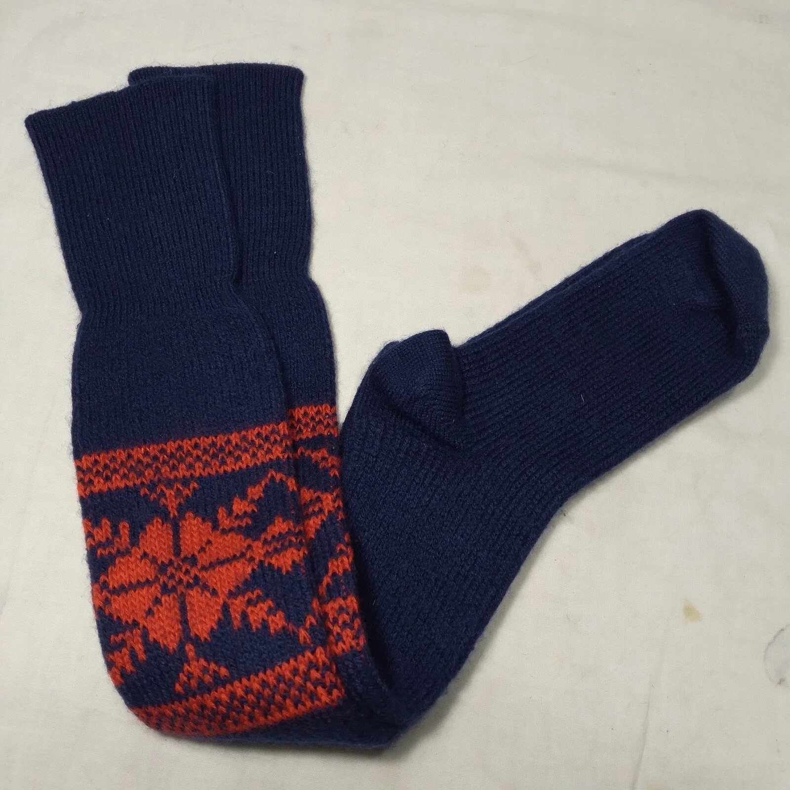 Wool Socks Womens S/M Extra Long Knee High Hand Knit Thick