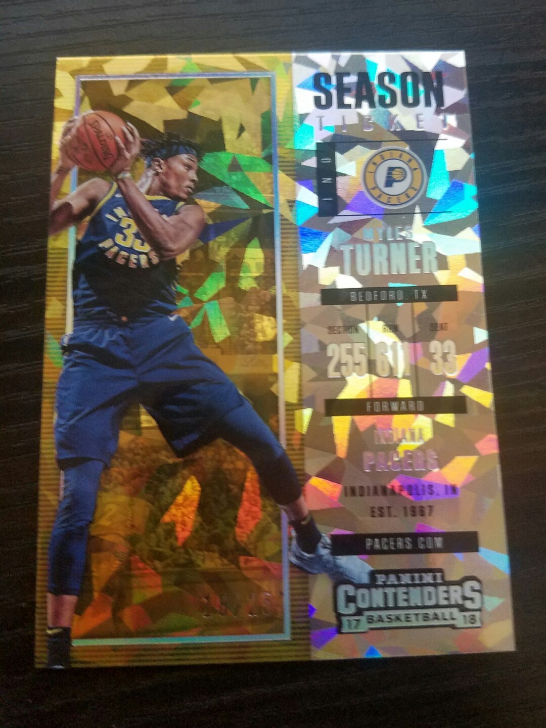 2017-18 Panini Contenders Cracked Ice Ticket #10 Myles Turner/25 