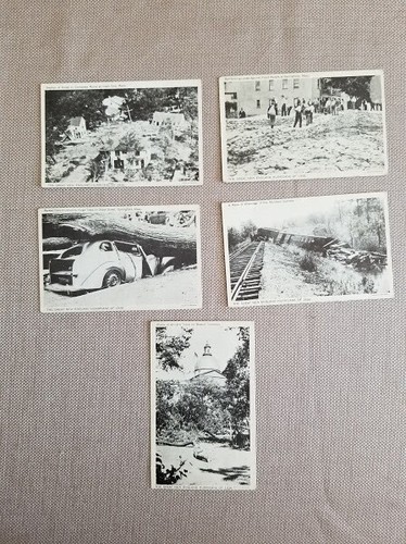 Vintage Postcard (5) The Great New England Hurricane 1938 Springfield Mass.