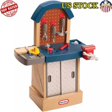 Kids Tough Workshop Playbench W/ Storage Tools Hammer Saw Wrench Vice Clamp New