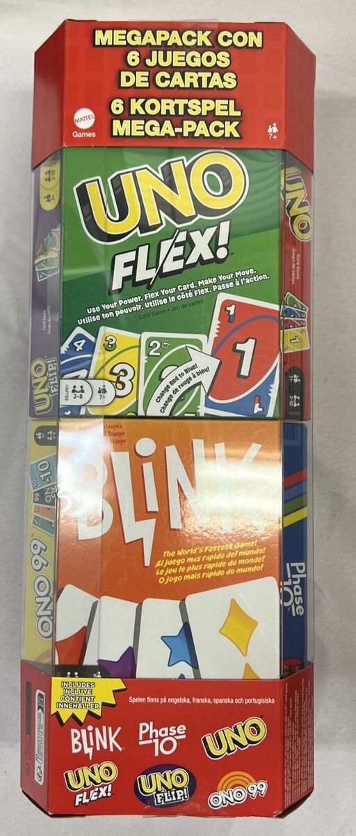 UNO Mega Pack, Flip!, Ono 99, Flex!, Phase 10, Blink, 6 Card Games