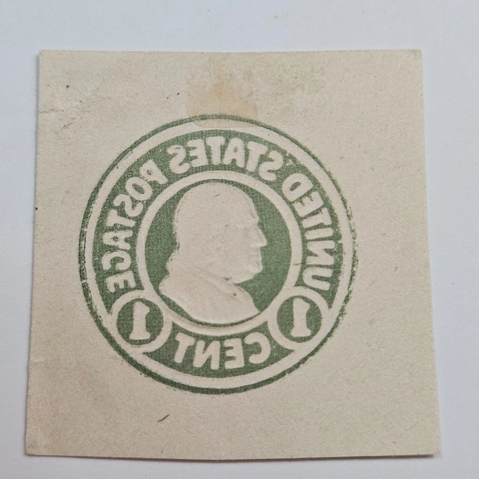 US Cut Square Sc U420, 1c green on white, Mint, ink overrun  (504C89) - Image 2 of 2