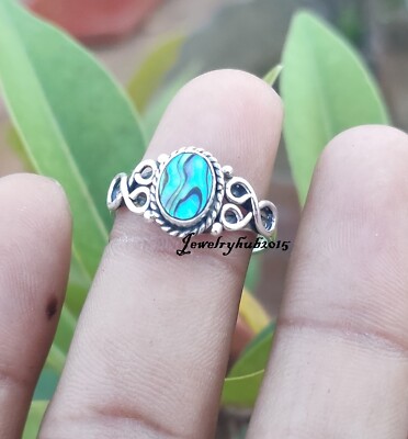 Abalone Shell 925 Sterling Silver Gemstone Handmade Lovely Ring MO2035 ...