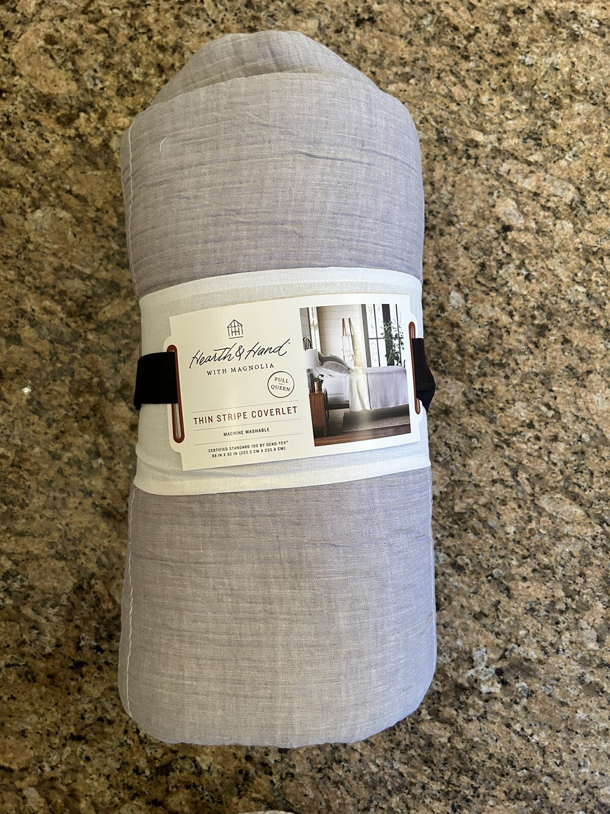 Queen Microstripe Matelassé Coverlet Jet Gray Hearth & Hand with