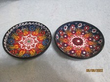 Ozen Handmade Turkish Ceramics Set Of 2 Bowls 4.75" Across Top & Approx. 1" Deep