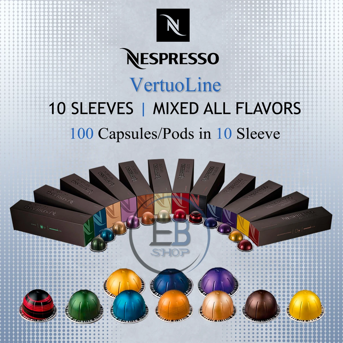 NESPRESSO Coffee Pods Vertuo Line 100 Capsules 10 Sleeve Variety MIX ALL  FLAVORS