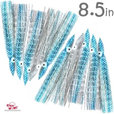 10pcs Fish WOW! Silver Blue dot 8 1/2" Squid Skirt Hoochies Crinkle Octopus Lure