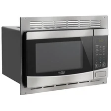 RecPro RV Stainless Steel Microwave with Trim Kit | 1.0 Cu. Ft. | 900W