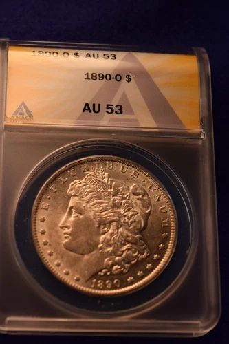 1890-O MORGAN DOLLAR ANACS CERTIFIED AU-53 SUPERIOR WHITE KEY DATE DOLLAR!  #1