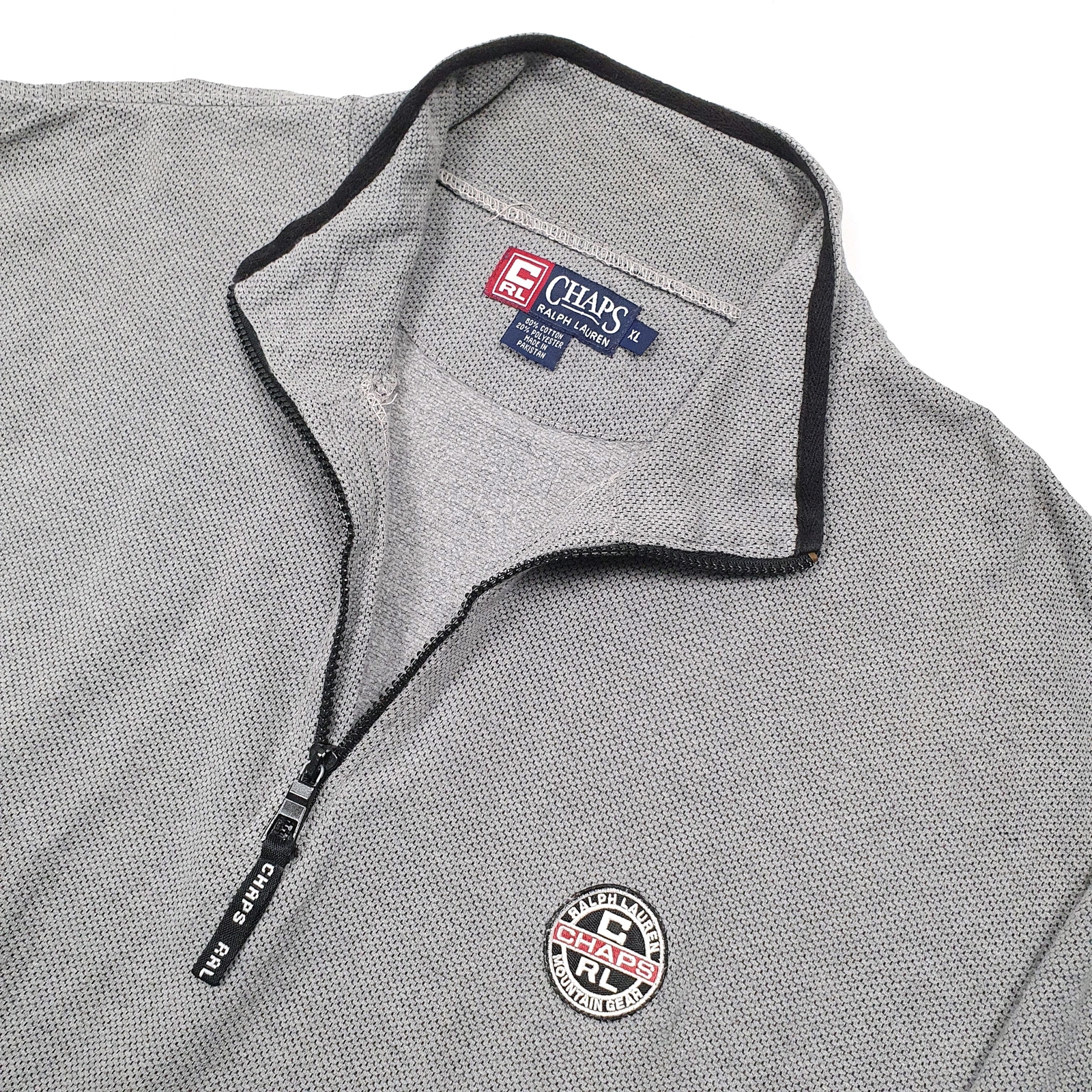 Mens RALPH LAUREN CHAPS Mountain Gear Spellout 1/4 Quarter Zip Sweatshirt XL image 2