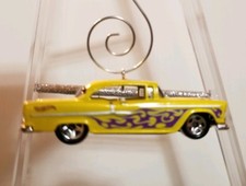 Diecast Christmas Ornament Yellow '55 Chevy Purple Tribal Flame Custom