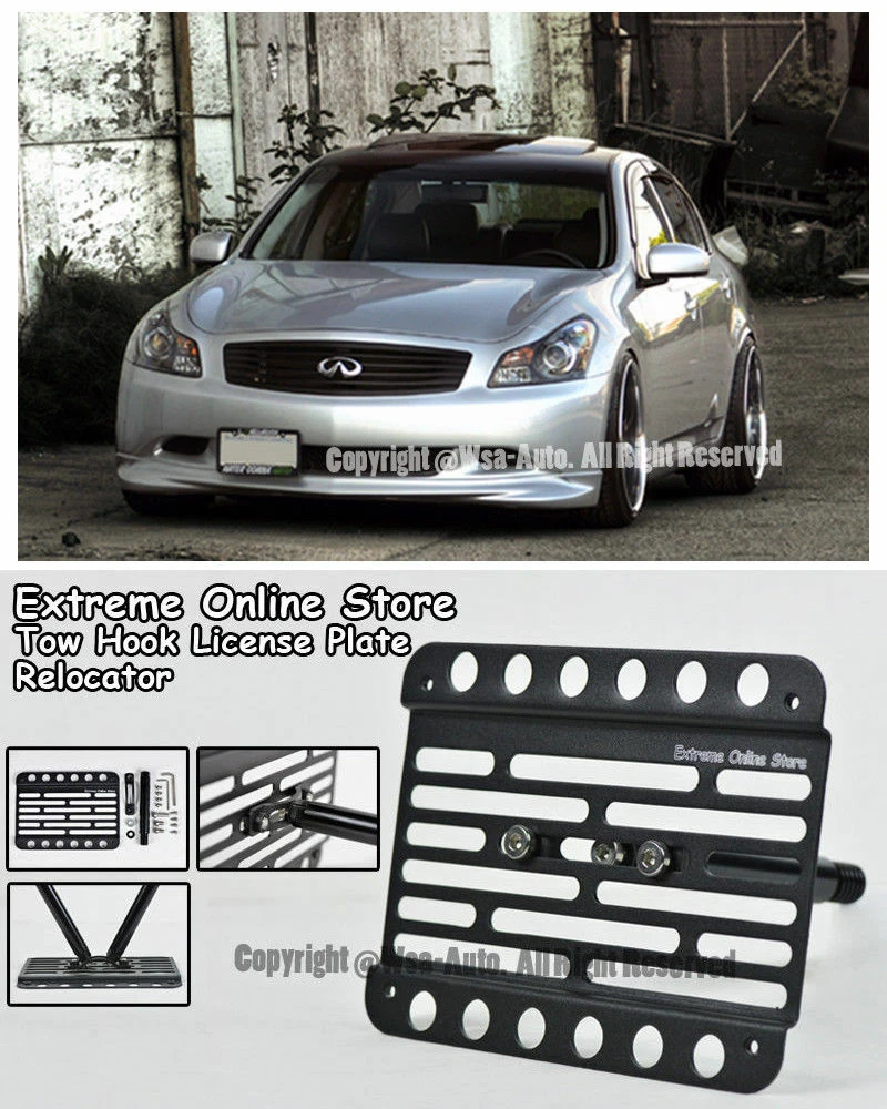 For 04 08 Infiniti G35 X Sedan Front Bumper Tow Hook License Plate
