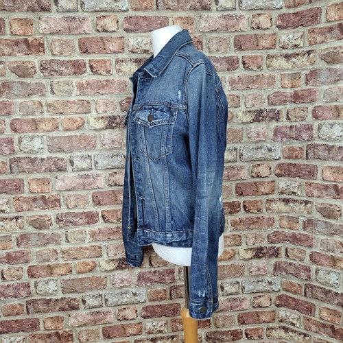 Abercrombie & Fitch Denim Jacket Blue Boyfriend Trucker Style Womens Small - Picture 9 of 14