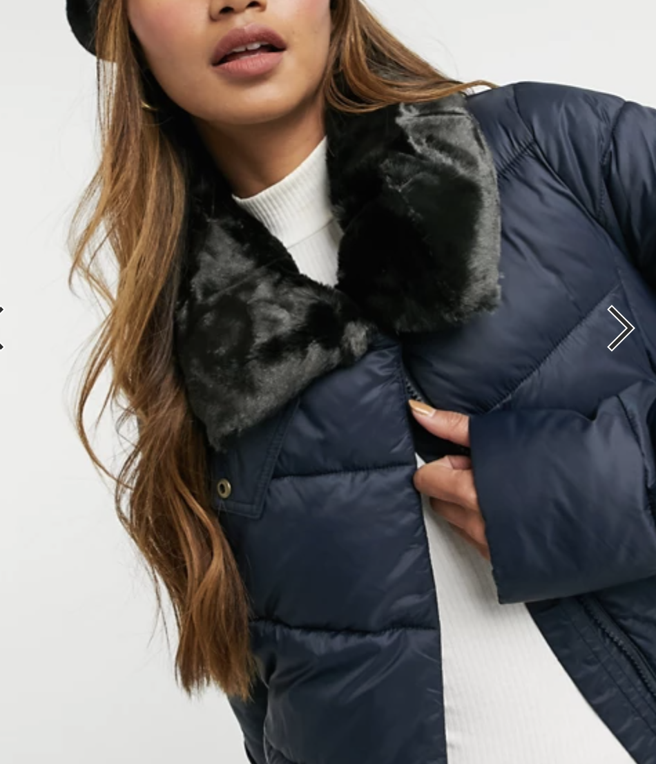 Mullein Faux Fur Collar Quilted Coat 