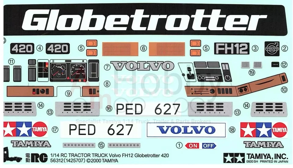 1/14 Tamiya Volvo FH12 Globetrotter 420 56312- Decals & Instructions 9495346 - Image 3 of 4