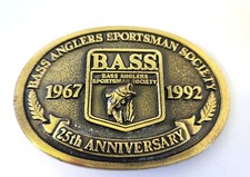 BASS ANGLERS SPORTSMAN SOCIETY Fishing Belt Buckle 25TH Anniversary 1967-1992