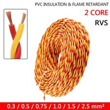 2 Core Flexible PVC Insulated Twisted Pair Telephone Cable 0.3-2.5mm² Red Yellow