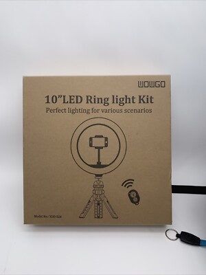 Wowgo 10  Led Ring Light Kit USB Charger Tripod Device - New Open Box