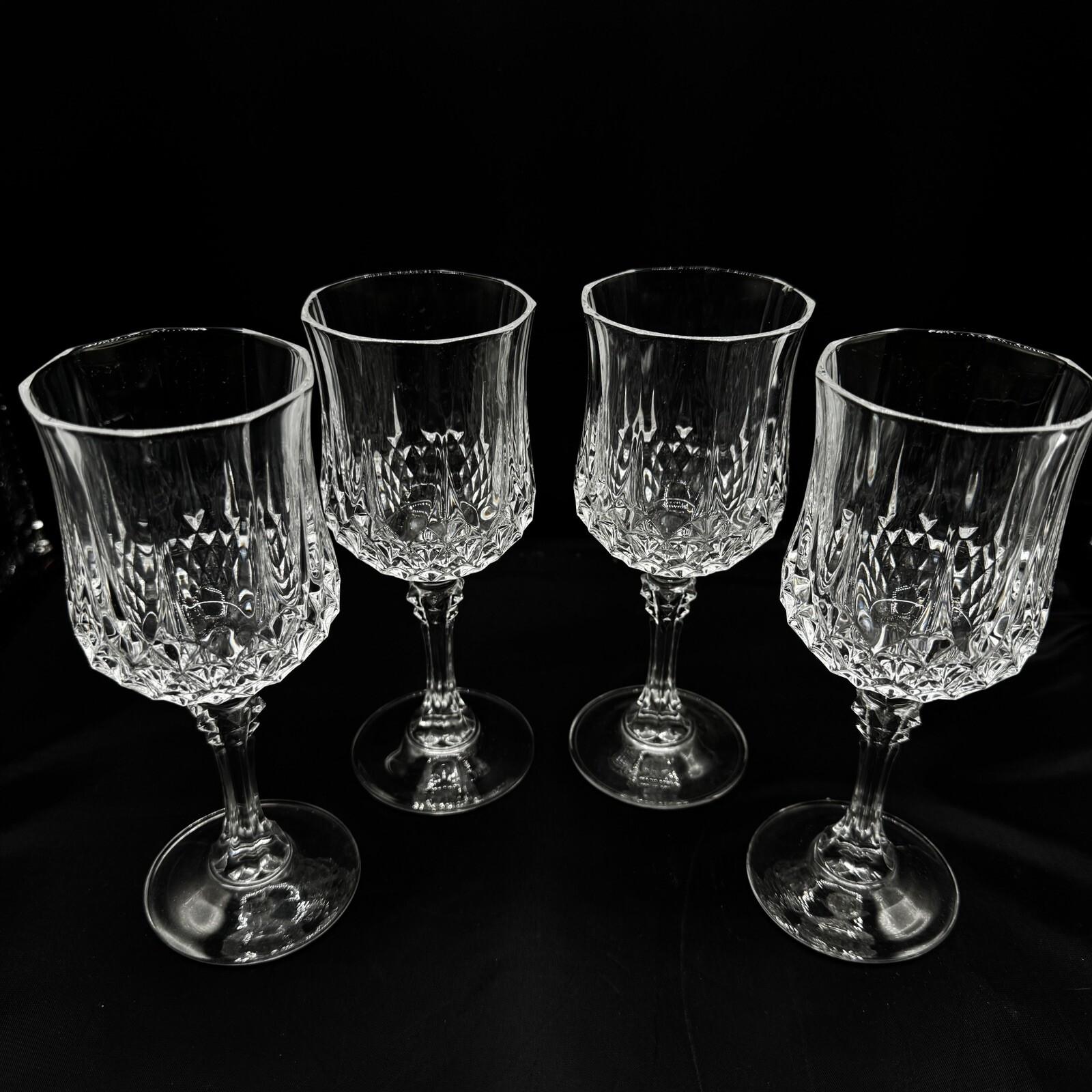 Set of 4 Cristal D'Arques Durand Longchamp Crystal Wine Glass Stemware 6.5”