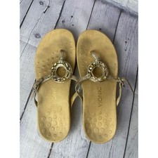 Vionic Ricci Orthaheel Women  s Size 8 Gold Casual Rhinestone Sandals