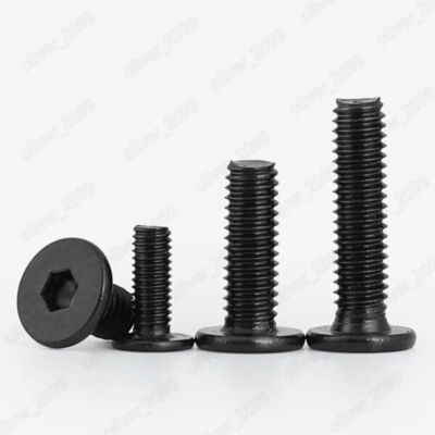 Black 304 Stainless Steel Allen Hex Socket Utrathin Flat Head Screws M2 M3 M4 M5