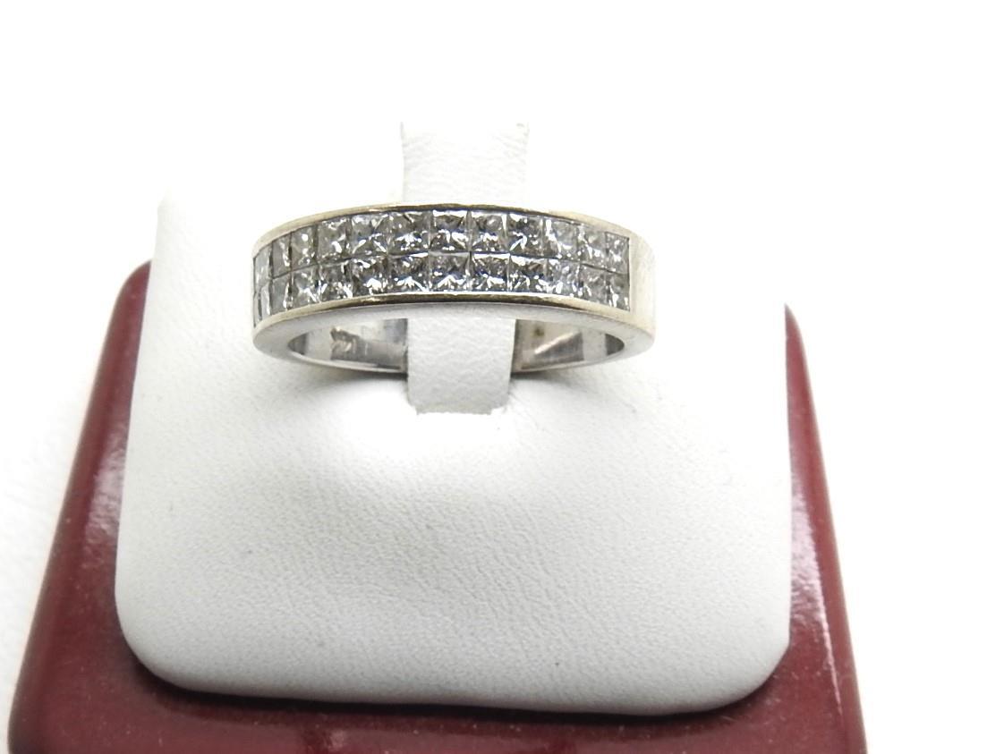 Wedding Band 10 Pointer Diamond Size 14K White Gold Princess - Main Image