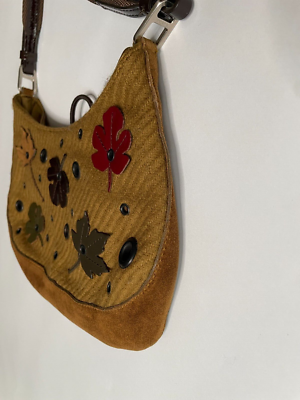 Prada Vintage Fall 1999 Rare Leaf Appliqué Wool Suede Mesh Small