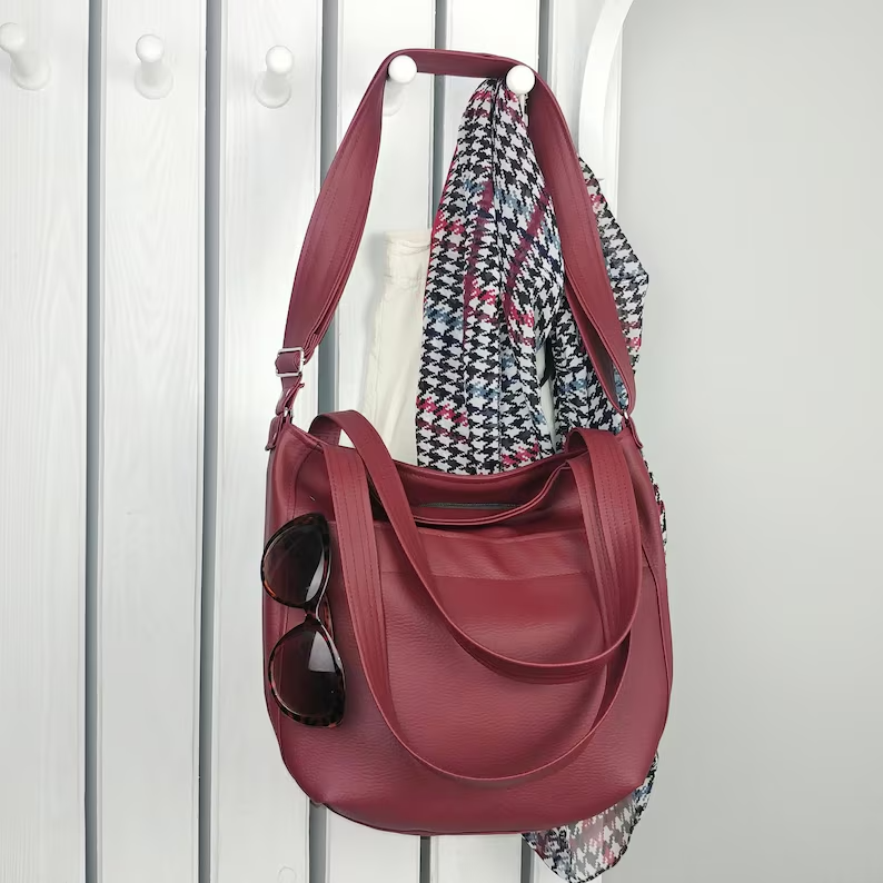 ETSY, Vegan Leather Crossbody Medium Bag, Black