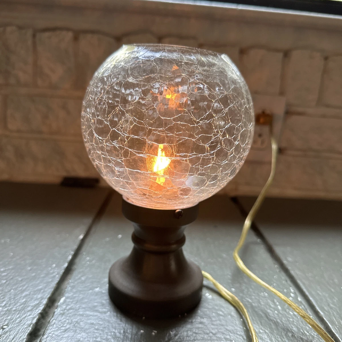 rare mid century bronze crackle glass lamp eBay