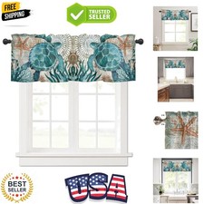 Nautical Turtle Curtains Valances for Bedroom Living Room,Starfish Curtains v...
