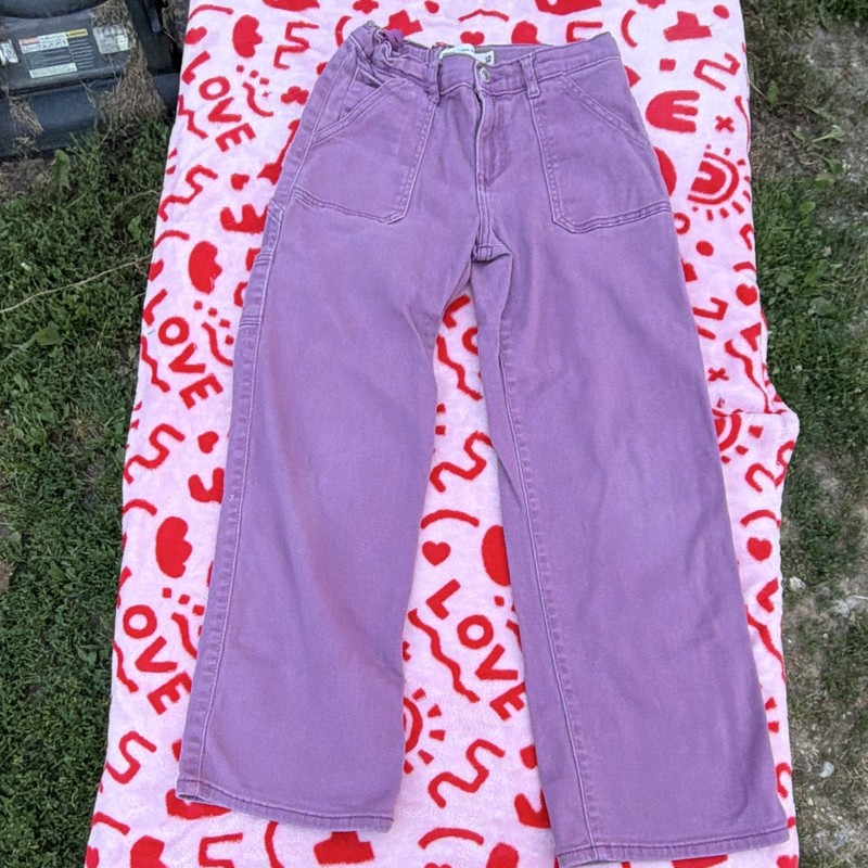 Levi's Girls Pants Size 12 Wide-Leg Style, Solid Pattern, Purple Color