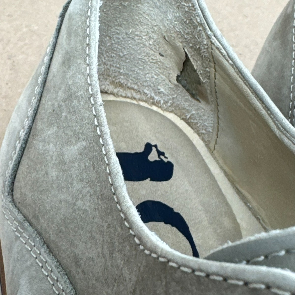 1901 Nordstrom Mens 8.5 M Gray Suede Plain Toe Derby Shoes Brazil M12511 Flaw View 5