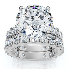 Certified 4 - 7Ct Diamond Engagement Wedding Ring Set 14k Gold Lab Grown G/VS 