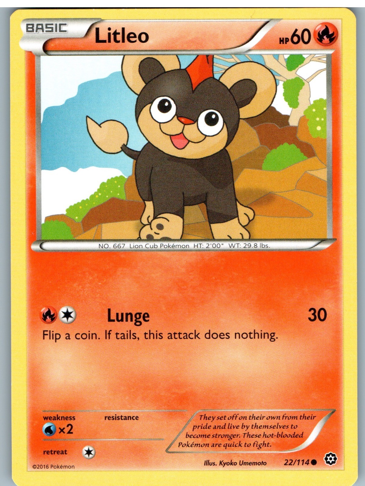 Litleo 22/114 Common Steam Siege Pokemon Moderately Played