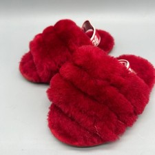UGG Fluff Yeah Kids Red Sheepskin Slingback Slipper Slides 109857T Sz 7 Toddler