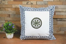 Hand Block Print Cotton Cushion Cover Indian Border Print Pillow Cover Set Of 2