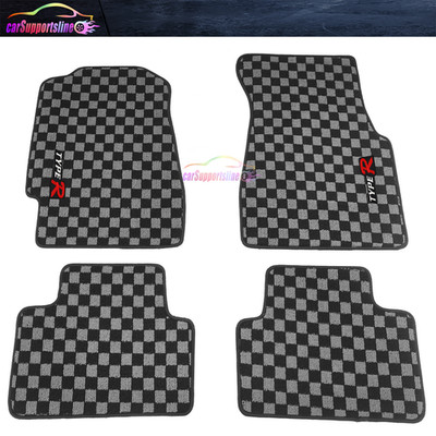 Nylon Floor Mat Fit 92-95 Honda Civic 2DR 4DR Carpet Black Gray Plaids w/ Type R