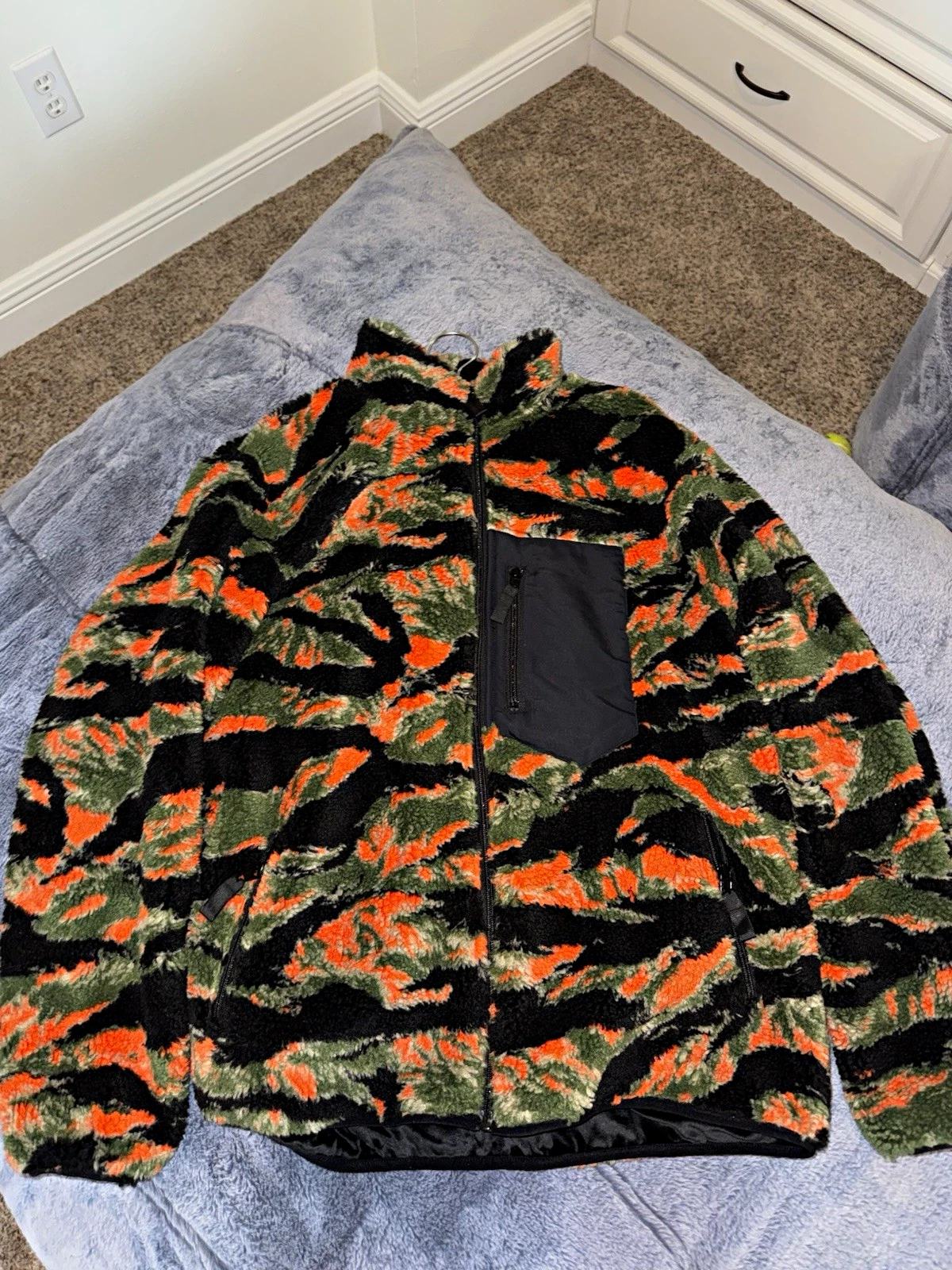 QILO x Noveske Gen II Sherp Agent Orange Tiger Camo Full Zip Fleece Jacket - product detail image 1